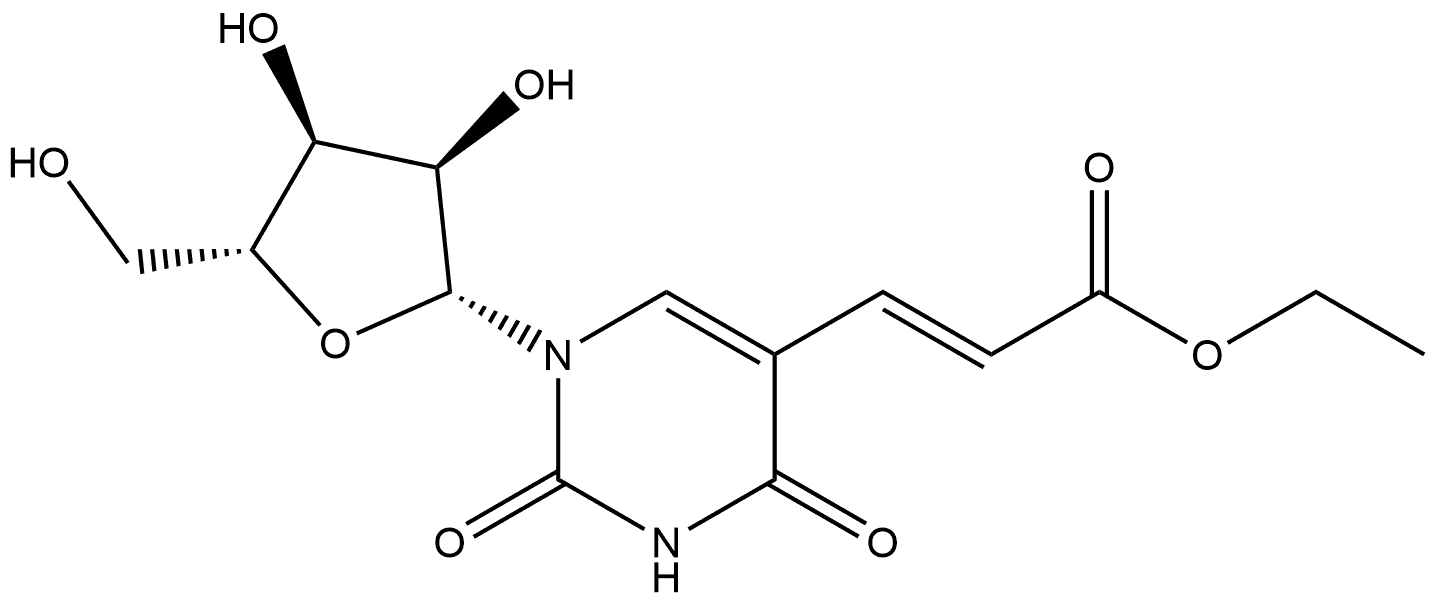 2-Propenoic acid, 3-[1,2,3,4-tetrahydro-2,4-dioxo-1-β-D-ribofuranosyl-5-pyrimidinyl]-, ethyl ester, (E)- (9CI) Structure