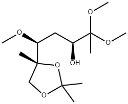 리보-2-헵툴로스,1,4-디데옥시-6-C-메틸-5-O-메틸-6,7-O-(1-메틸에틸리덴)-,디메틸아세탈 구조식 이미지