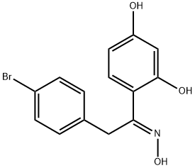 Ethanone, 2-(4-bromophenyl)-1-(2,4-dihydroxyphenyl)-, oxime, (1E)- Structure