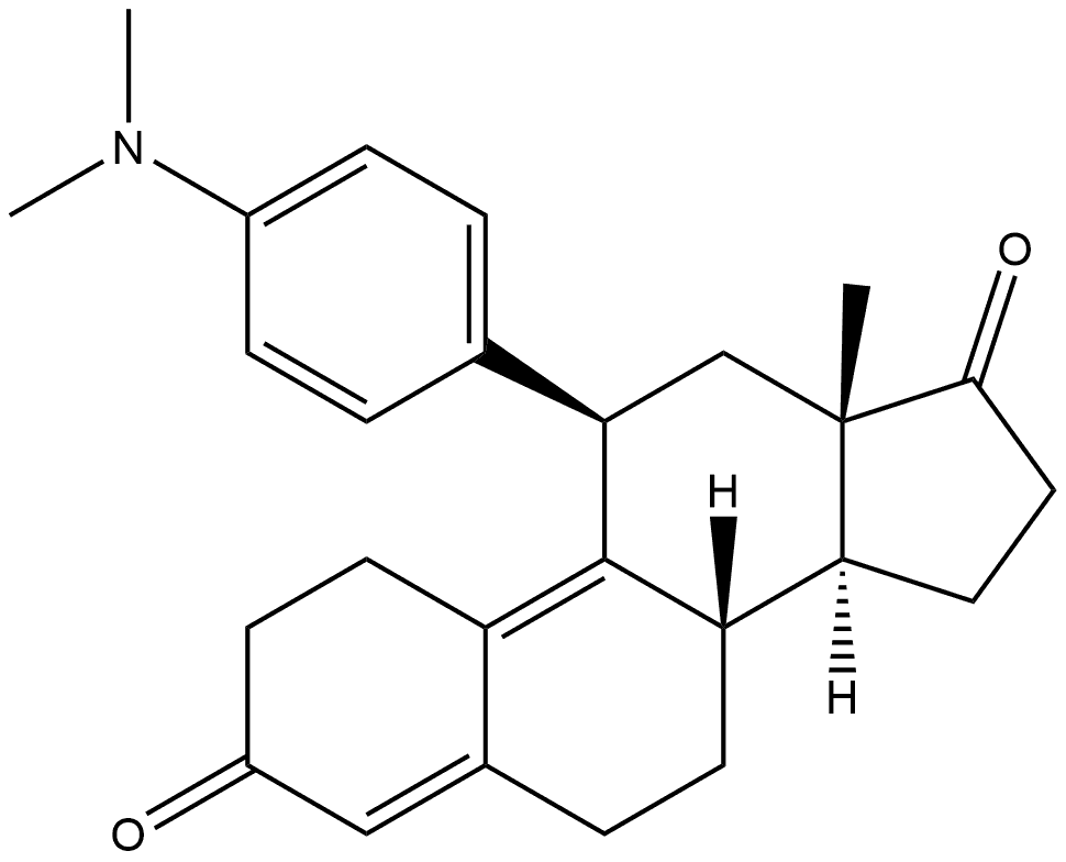 Estra-4,9-diene-3,17-dione, 11-[4-(dimethylamino)phenyl]-, (11β)- (9CI) Structure