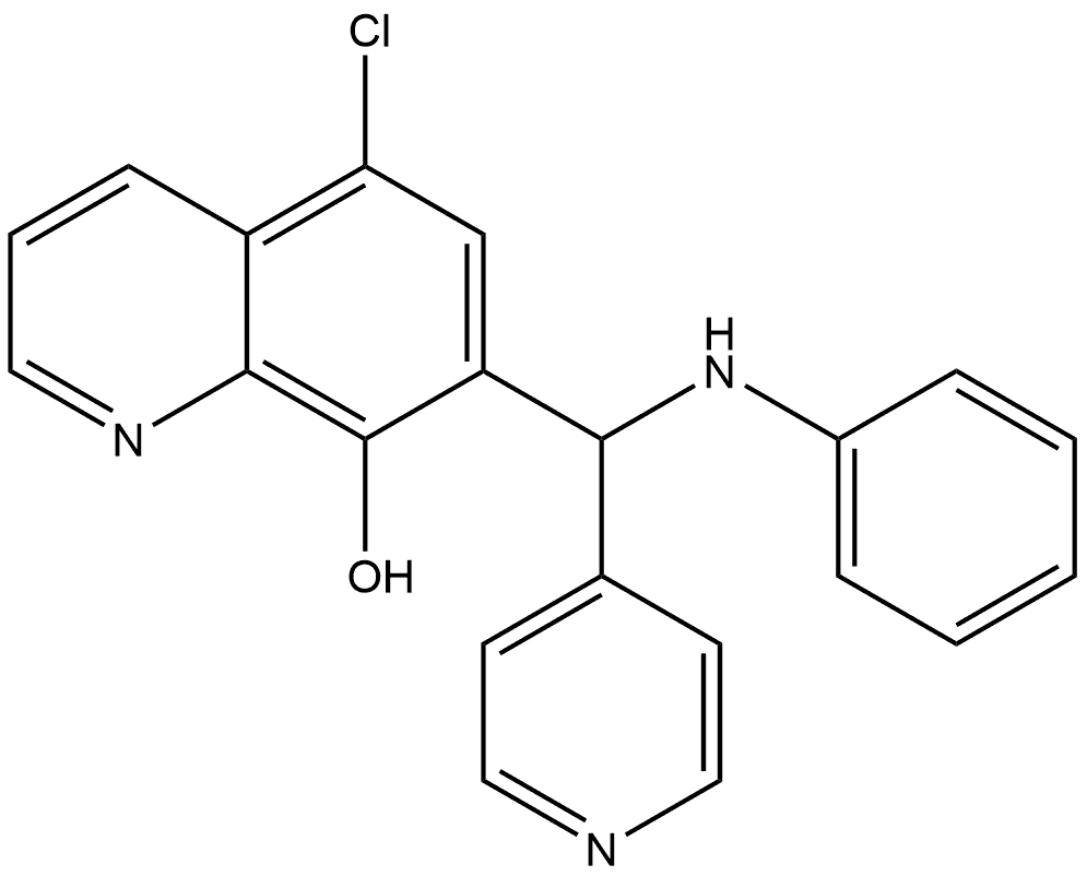 5-Chloro-7-((phenylamino)(pyridin-4-yl)methyl)quinolin-8-ol Structure