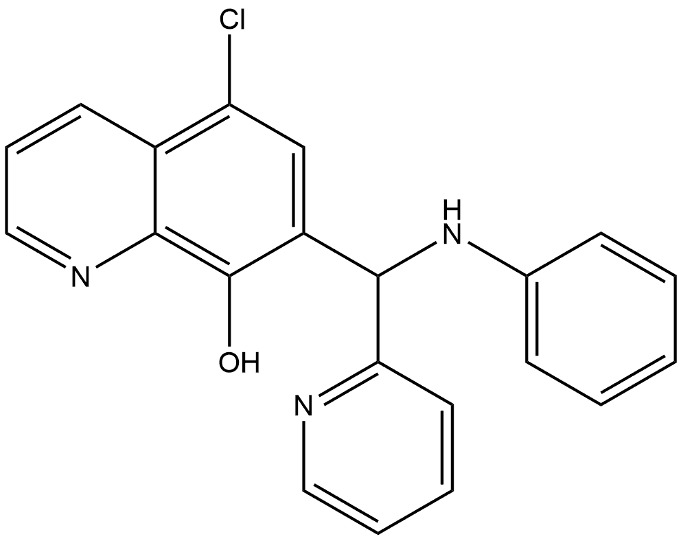 5-Chloro-7-((phenylamino)(pyridin-2-yl)methyl)quinolin-8-ol 구조식 이미지