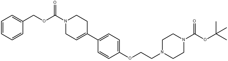 1-Piperazinecarboxylic acid, 4-[2-[4-[1,2,3,6-tetrahydro-1-[(phenylmethoxy)carbonyl]-4-pyridinyl]phenoxy]ethyl]-, 1,1-dimethylethyl ester Structure