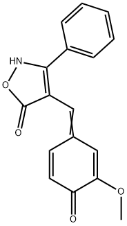 5(2H)-Isoxazolone, 4-[(3-methoxy-4-oxo-2,5-cyclohexadien-1-ylidene)methyl]-3-phenyl- Structure