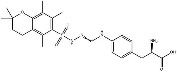 D-?Phenylalanine, 4-?[[[[(3,?4-?dihydro-?2,?2,?5,?7,?8-?pentamethyl-?2H-?1-?benzopyran-?6-?yl)?sulfonyl]?amino]?iminomethyl]?amino]?- Structure