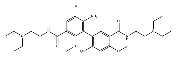 [1,1'-Biphenyl]-3,3'-dicarboxamide, 6,6'-diamino-5-chloro-N3,N3'-bis[2-(diethylamino)ethyl]-2,4'-dimethoxy- Structure