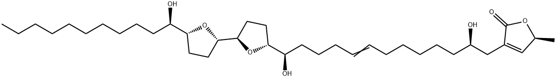 2(5H)-Furanone, 3-[(2R,13R)-2,13-dihydroxy-13-[(2R,2'S,5R,5'R)-octahydro-5'-[(1R)-1-hydroxyundecyl][2,2'-bifuran]-5-yl]-8-tridecen-1-yl]-5-methyl-, (5S)- Structure