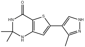 Thieno[3,2-d]pyrimidin-4(1H)-one, 2,3-dihydro-2,2-dimethyl-6-(3-methyl-1H-pyrazol-4-yl)- Structure