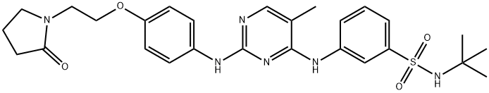 Benzenesulfonamide, N-(1,1-dimethylethyl)-3-[[5-methyl-2-[[4-[2-(2-oxo-1-pyrrolidinyl)ethoxy]phenyl]amino]-4-pyrimidinyl]amino]- Structure