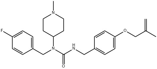 Urea, N-[(4-fluorophenyl)methyl]-N-(1-methyl-4-piperidinyl)-N'-[[4-[(2-methyl-2-propen-1-yl)oxy]phenyl]methyl]- 구조식 이미지