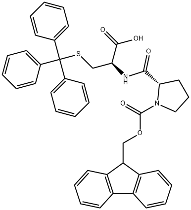 (R)-2-((S)-1-(((9H-Fluoren-9-yl)methoxy)carbonyl)pyrrolidine-2-carboxamido)-3-(tritylthio)propanoic acid Structure