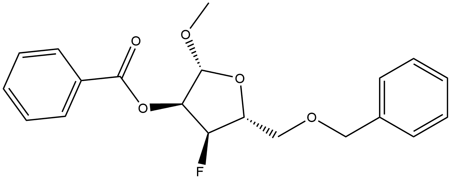 β-D-Ribofuranoside, methyl 3-deoxy-3-fluoro-5-O-(phenylmethyl)-, benzoate (9CI) 구조식 이미지