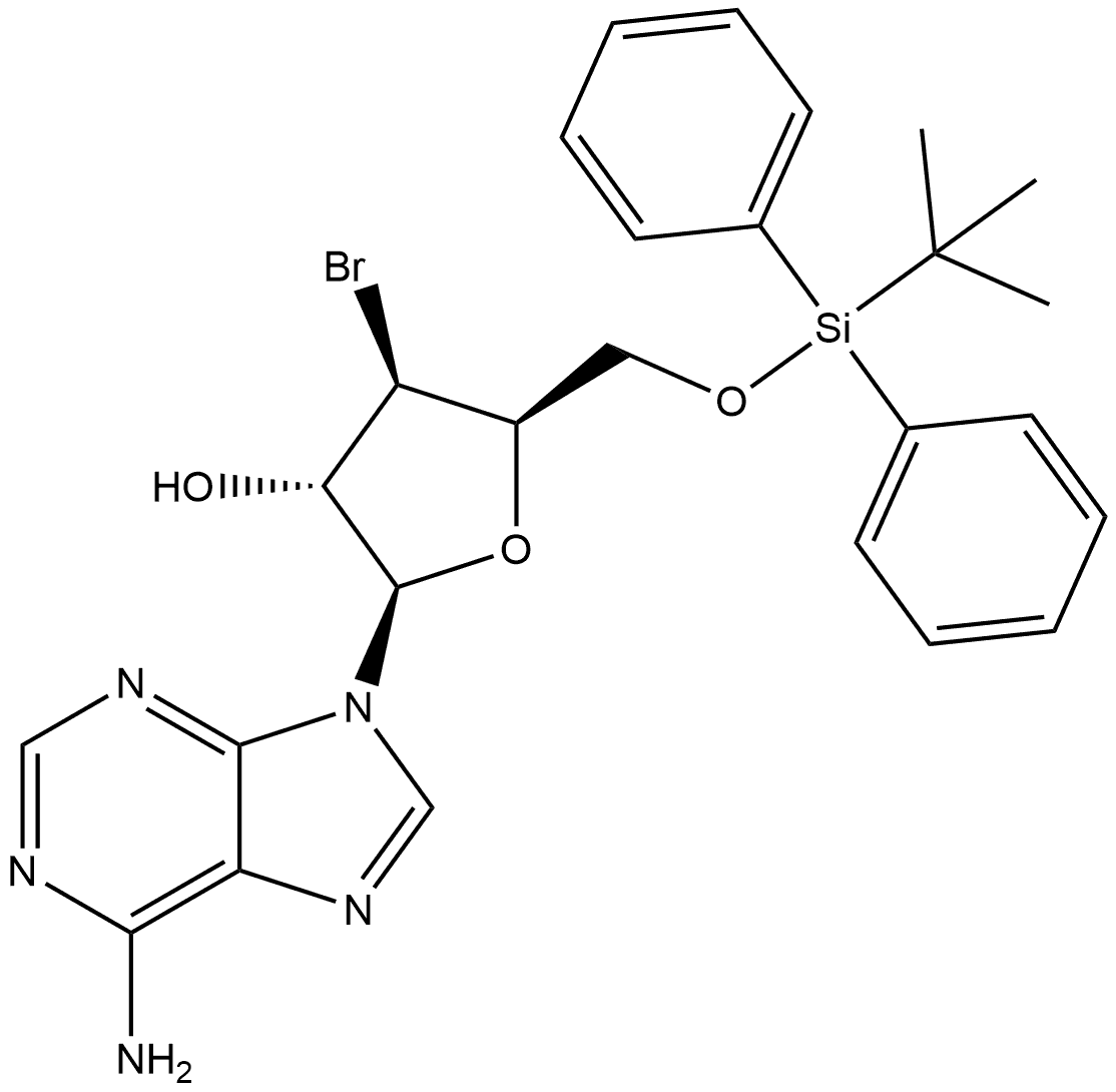 9H-Purin-6-amine, 9-[3-bromo-3-deoxy-5-O-[(1,1-dimethylethyl)diphenylsilyl]-β-D-xylofuranosyl]- Structure