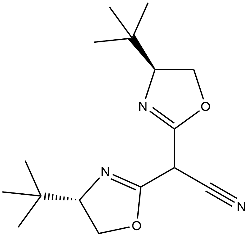 2-Oxazoleacetonitrile, 4-(1,1-dimethylethyl)-α-[(4S)-4-(1,1-dimethylethyl)-4,5-dihydro-2-oxazolyl]-4,5-dihydro-, (4S)- 구조식 이미지