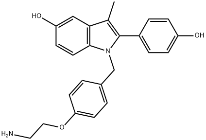 1H-Indol-5-ol, 1-[[4-(2-aminoethoxy)phenyl]methyl]-2-(4-hydroxyphenyl)-3-methyl- 구조식 이미지