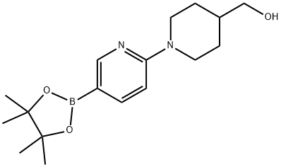 4-Piperidinemethanol, 1-[5-(4,4,5,5-tetramethyl-1,3,2-dioxaborolan-2-yl)-2-pyridinyl]- Structure