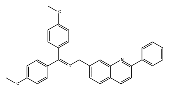 7-Quinolinemethanamine, N-[bis(4-methoxyphenyl)methylene]-2-phenyl- 구조식 이미지