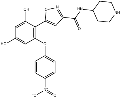 3-Isoxazolecarboxamide, 5-[2,4-dihydroxy-6-(4-nitrophenoxy)phenyl]-N-4-piperidinyl- Structure