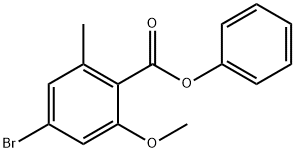 Benzoic acid, 4-bromo-2-methoxy-6-methyl-, phenyl ester Structure