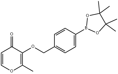 4H-Pyran-4-one, 2-methyl-3-[[4-(4,4,5,5-tetramethyl-1,3,2-dioxaborolan-2-yl)phenyl]methoxy]- Structure