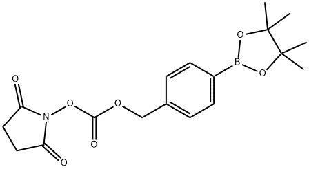 Carbonic acid, 2,5-dioxo-1-pyrrolidinyl [4-(4,4,5,5-tetramethyl-1,3,2-dioxaborolan-2-yl)phenyl]methyl ester Structure