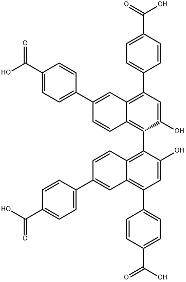 Benzoic acid, 4,4',4'',4'''-[(1R)-2,2'-dihydroxy[1,1'-binaphthalene]-4,4',6,6'-tetrayl]tetrakis- Structure