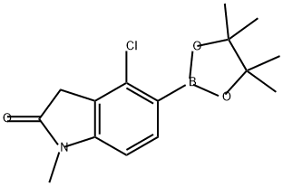 2H-Indol-2-one, 4-chloro-1,3-dihydro-1-methyl-5-(4,4,5,5-tetramethyl-1,3,2-dioxaborolan-2-yl)- Structure