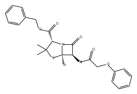 4-Thia-1-azabicyclo[3.2.0]heptane-2-carboxylic acid, 3,3-dimethyl-7-oxo-6-[(2-phenoxyacetyl)amino]-, phenylmethyl ester, (2S,5R,6R)- Structure