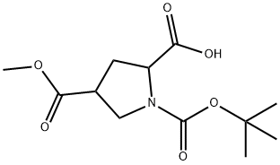 1,2,4-Pyrrolidinetricarboxylic acid, 1-(1,1-dimethylethyl) 4-methyl ester Structure