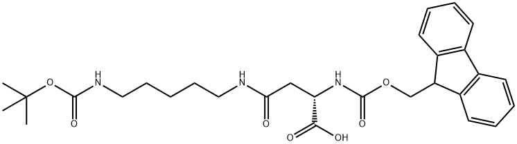 14-Oxa-2,6,12-triazahexadecanoic acid, 3-carboxy-15,15-dimethyl-5,13-dioxo-, 1-(9H-fluoren-9-ylmethyl) ester, (3S)- 구조식 이미지