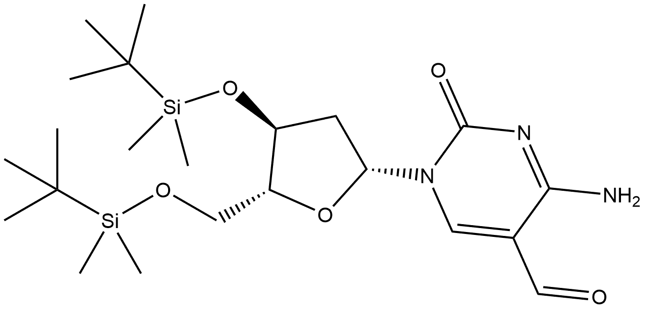 2′-Deoxy-3′,5′-bis-O-[(1,1-dimethylethyl)dimethylsilyl]-5-formylcytidine Structure