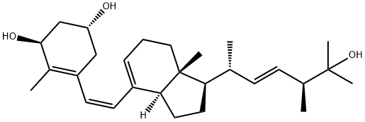 4-Cyclohexene-1,3-diol, 5-[(1Z)-2-[(1R,3aR,7aR)-2,3,3a,6,7,7a-hexahydro-1-[(1R,2E,4S)-5-hydroxy-1,4,5-trimethyl-2-hexen-1-yl]-7a-methyl-1H-inden-4-yl]ethenyl]-4-methyl-, (1R,3S)- Structure