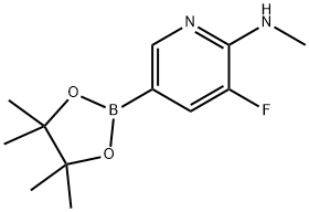 2-Pyridinamine, 3-fluoro-N-methyl-5-(4,4,5,5-tetramethyl-1,3,2-dioxaborolan-2-yl)- Structure