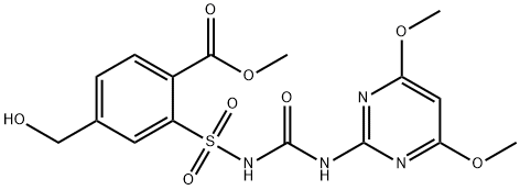 Benzoic acid, 2-[[[[(4,6-dimethoxy-2-pyrimidinyl)amino]carbonyl]amino]sulfonyl]-4-(hydroxymethyl)-, methyl ester Structure