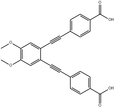 Benzoic acid, 4,4'-[(4,5-dimethoxy-1,2-phenylene)di-2,1-ethynediyl]bis- Structure