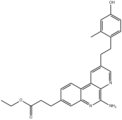 ethyl 3-(5-amino-2-(4-hydroxy-2-methylphenethyl)benzo[f][1,7]naphthyridin-8-yl)propanoate Structure
