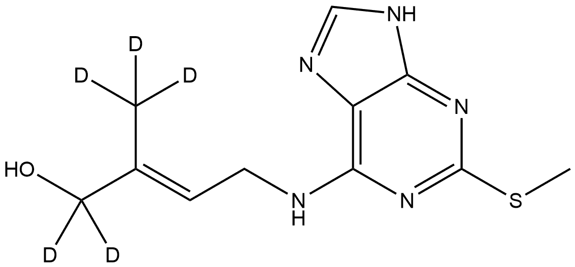 D5]2-METHYLTHIO-trans-ZEATIN (D-2MetSZ)?[2-methylthio-6-[D5]((E)-4-hydroxy-3-methylbut-2-enylamino)purine Structure