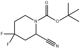 1-Piperidinecarboxylic acid, 2-cyano-4,4-difluoro-, 1,1-dimethylethyl ester Structure