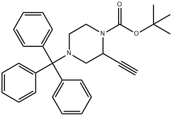 1-Piperazinecarboxylic acid, 2-ethynyl-4-(triphenylmethyl)-, 1,1-dimethylethyl ester 구조식 이미지