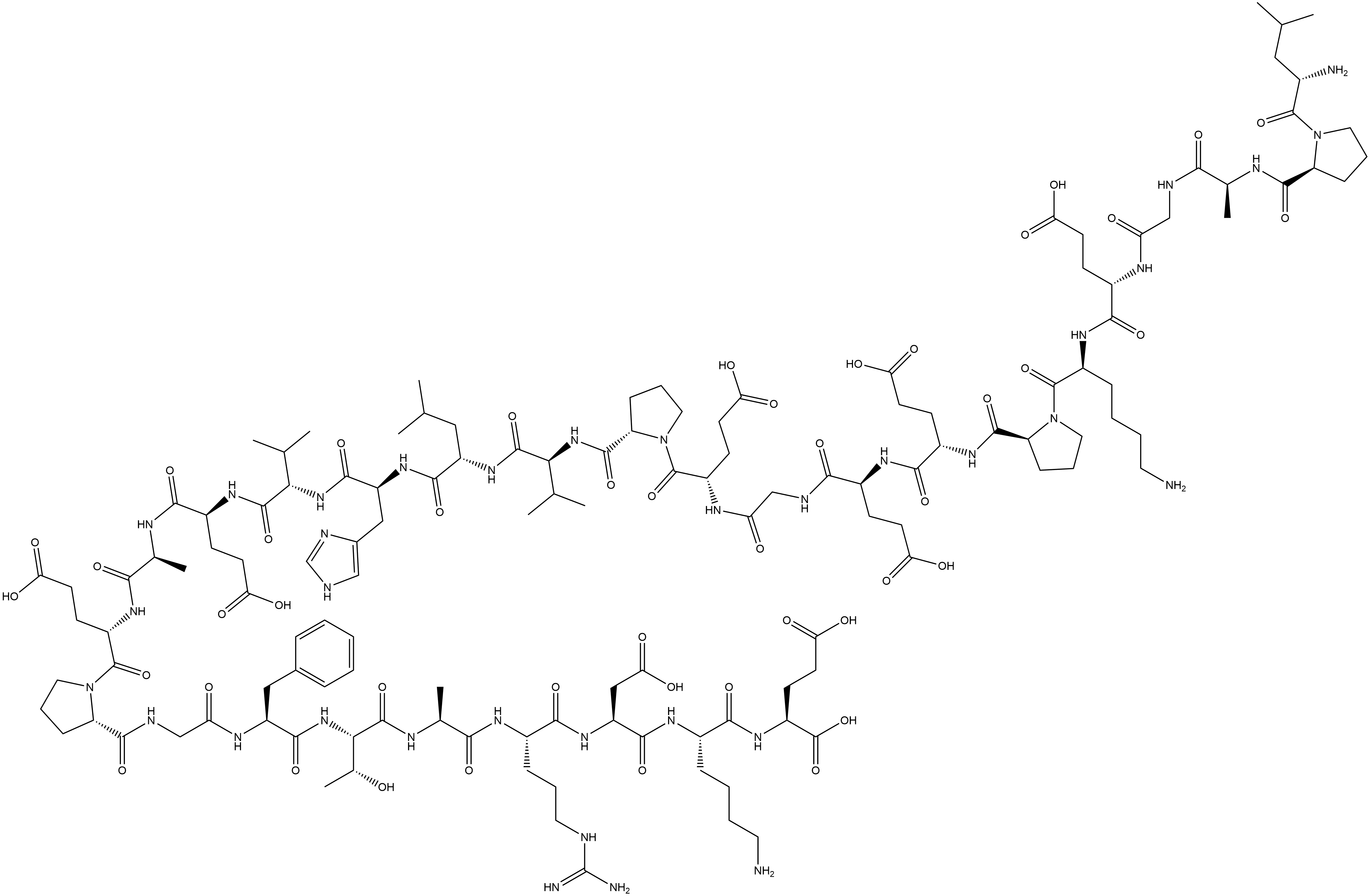 L-Leucyl-L-prolyl-L-alanylglycyl-L-α-glutamyl-L-lysyl-L-prolyl-L-α-glutamyl-L-α-glutamylglycyl-L-α-glutamyl-L-prolyl-L-valyl-L-leucyl-L-histidyl-L-valyl-L-α-glutamyl-L-alanyl-L-α-glutamyl-L-prolylglycyl-L-phenylalanyl-L-threonyl-L-alanyl-L-arginyl-L-α-aspartyl-L-lysyl-L-glutamic acid Structure