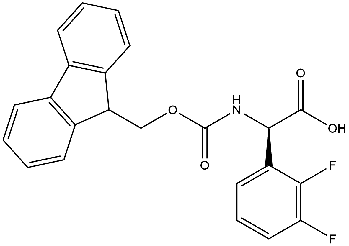 Benzeneacetic acid, α-[[(9H-fluoren-9-ylmethoxy)carbonyl]amino]-2,3-difluoro-, (αR)- Structure