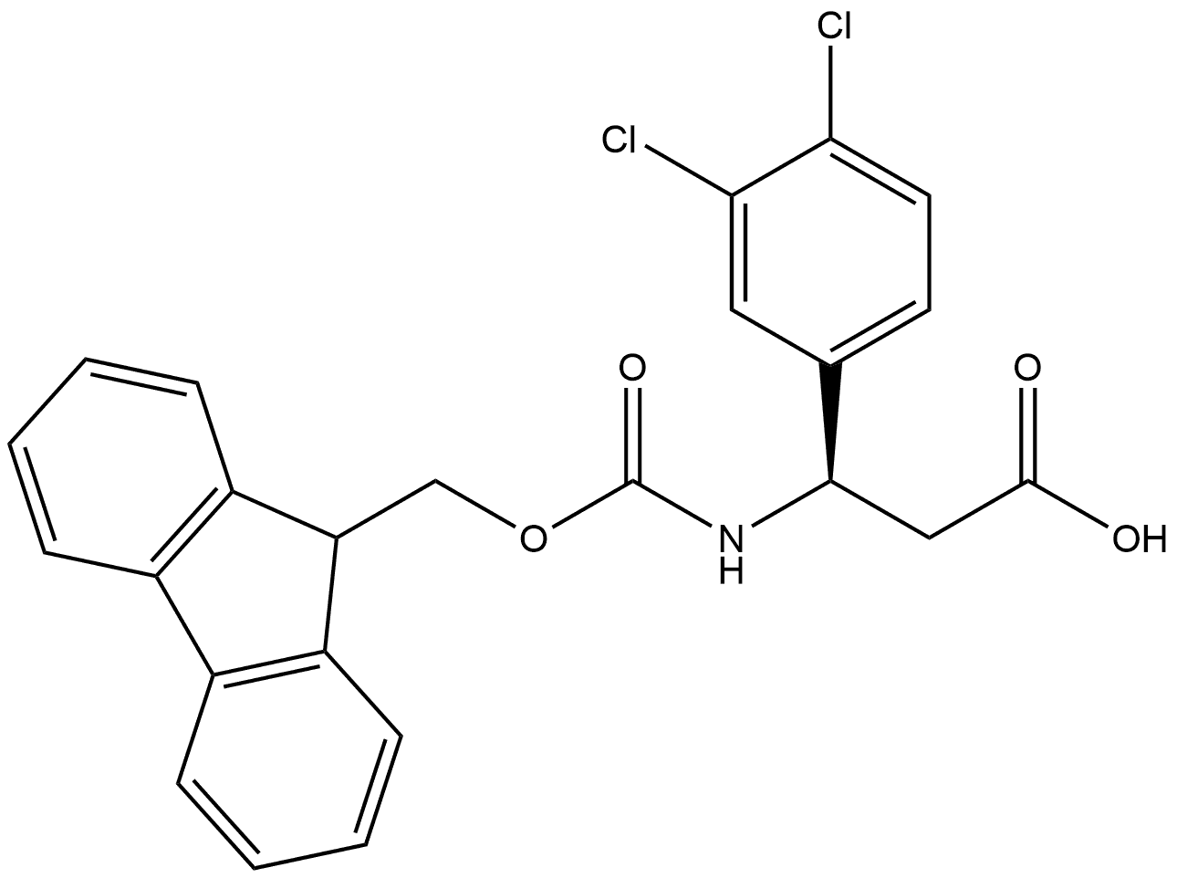 Benzenepropanoic acid, 3,4-dichloro-β-[[(9H-fluoren-9-ylmethoxy)carbonyl]amino]-, (βR)- Structure