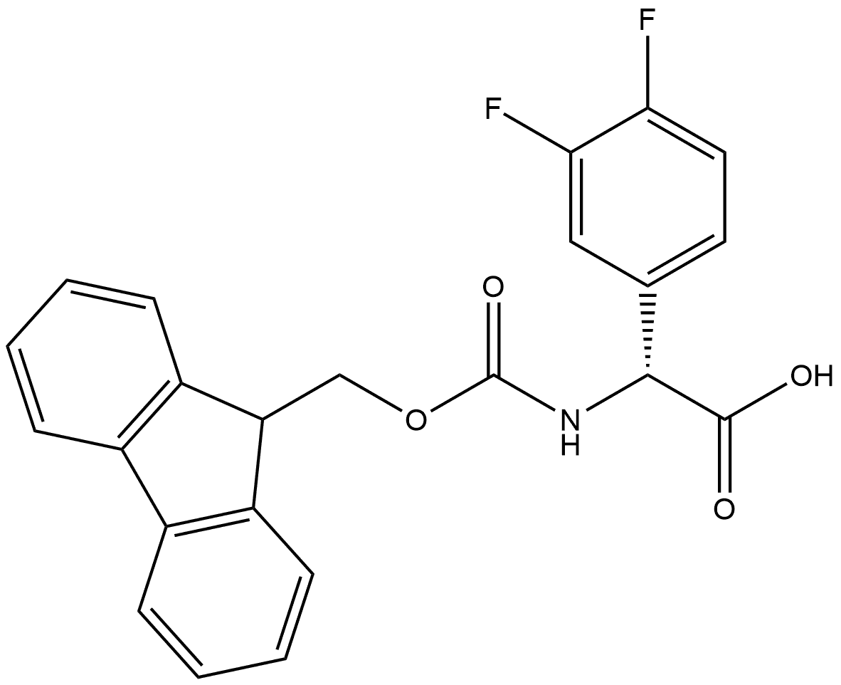 Benzeneacetic acid, α-[[(9H-fluoren-9-ylmethoxy)carbonyl]amino]-3,4-difluoro-, (αR)- Structure