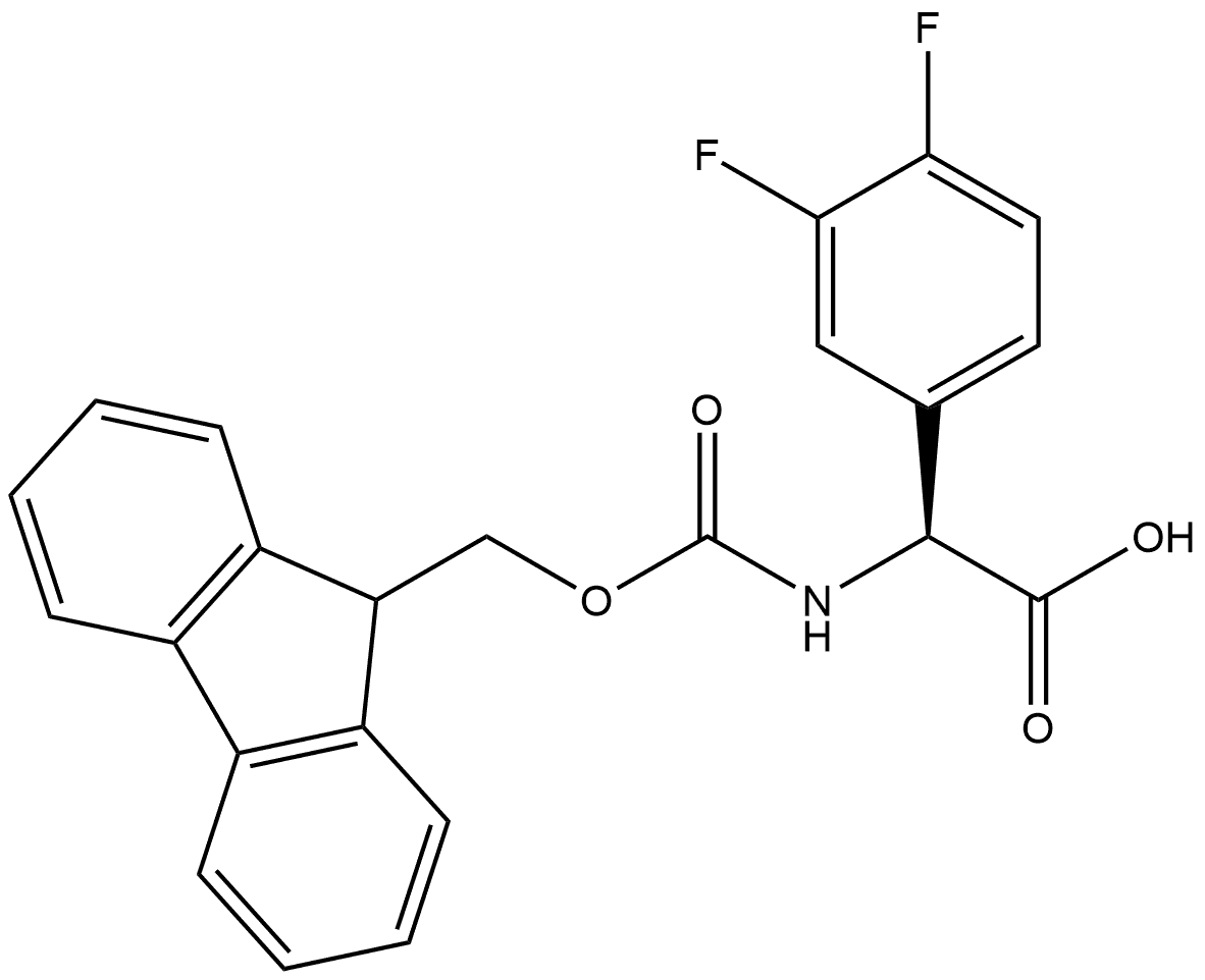 Benzeneacetic acid, α-[[(9H-fluoren-9-ylmethoxy)carbonyl]amino]-3,4-difluoro-, (αS)- Structure