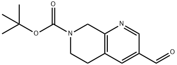 1,7-Naphthyridine-7(6H)-carboxylic acid, 3-formyl-5,8-dihydro-, 1,1-dimethylethyl ester 구조식 이미지