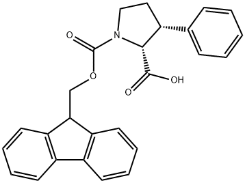 1,2-Pyrrolidinedicarboxylic acid, 3-phenyl-, 1-(9H-fluoren-9-ylmethyl) ester, (2R,3R)- Structure