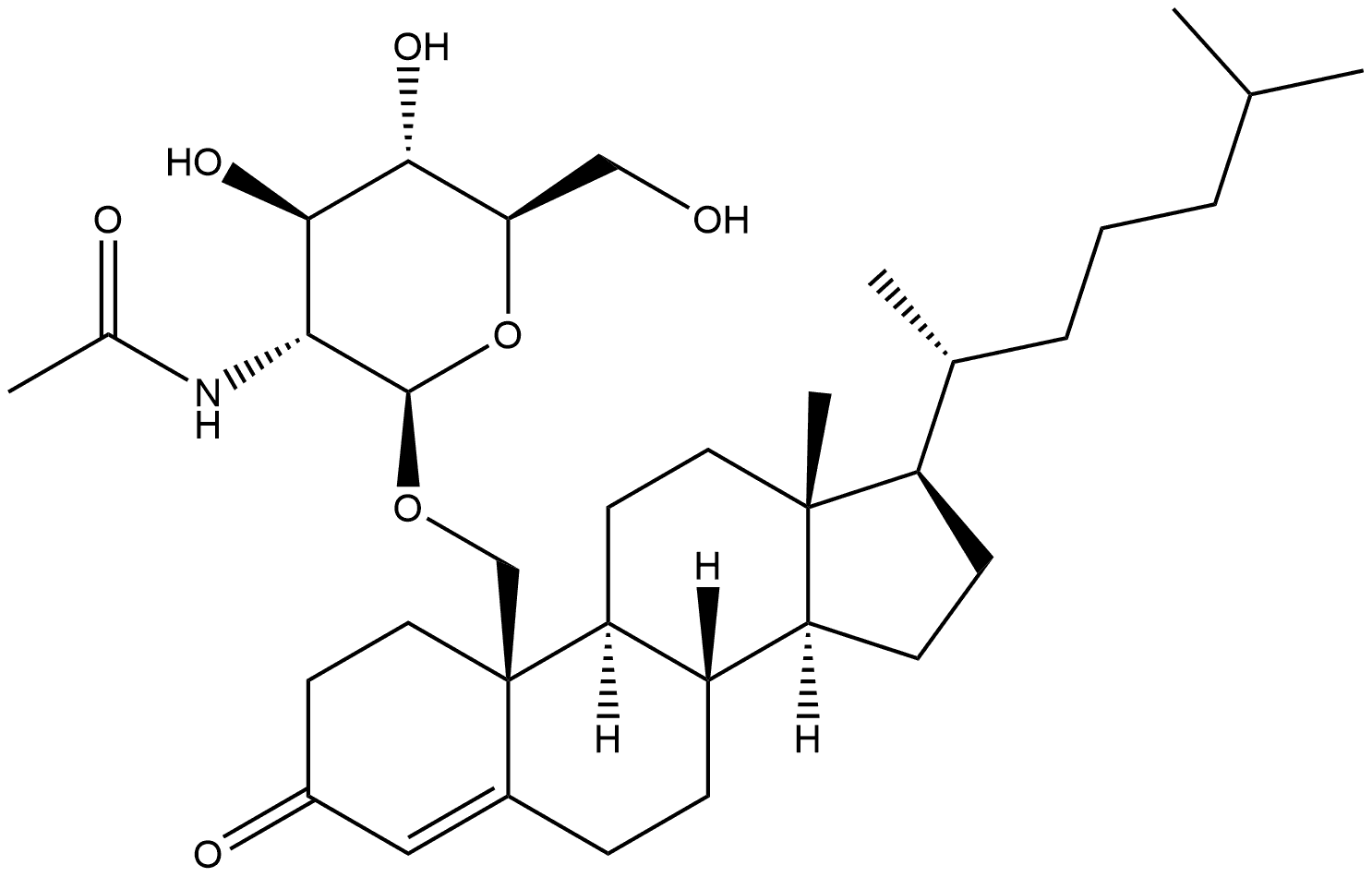 Cholest-4-en-3-one, 19-[[2-(acetylamino)-2-deoxy-β-D-glucopyranosyl]oxy]- Structure