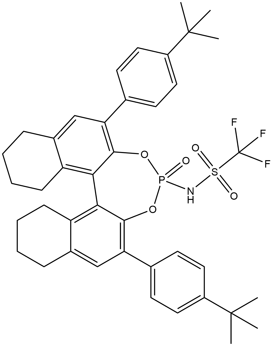 Methanesulfonamide, N-[(11bR)-2,6-bis[4-(1,1-dimethylethyl)phenyl]-8,9,10,11,12,13,14,15-octahydro-4-oxidodinaphtho[2,1-d:1',2'-f][1,3,2]dioxaphosphepin-4-yl]-1,1,1-trifluoro- Structure