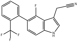 4-Fluoro-5-(2-(trifluoromethyl)phenyl)indole-3-acetonitrile Structure