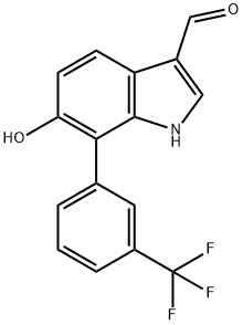 6-Hydroxy-7-(3-(trifluoromethyl)phenyl)indole-3-carboxaldehyde Structure